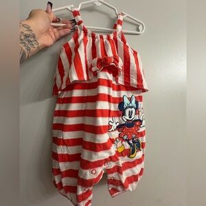 Red and White Striped Minnie Mouse Romper Disney Baby
